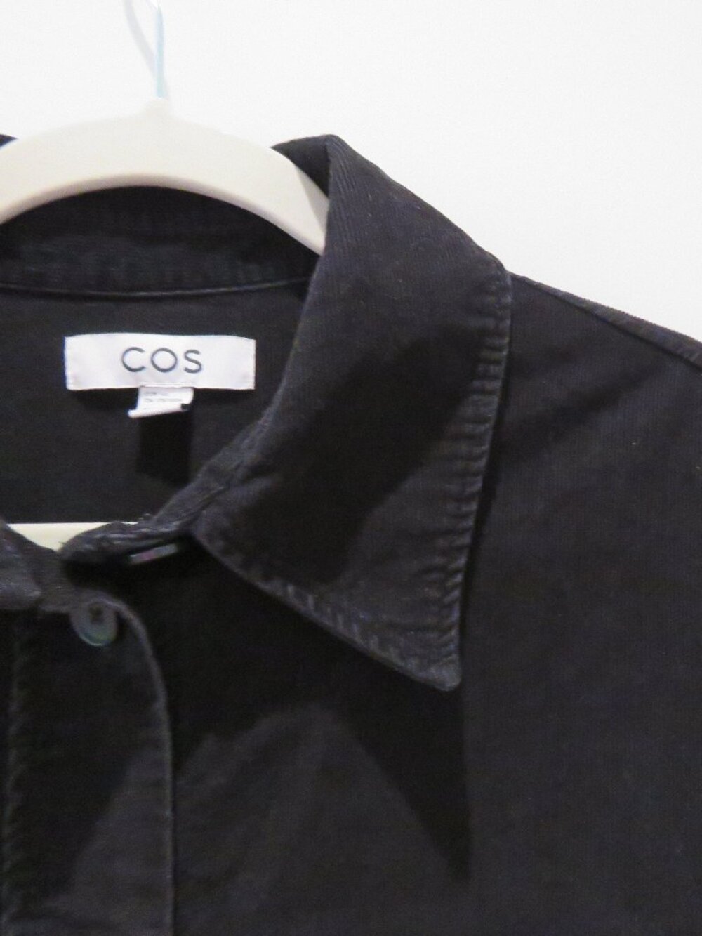 COS Corduroy Shirt Midi Dress Black US 12 Minimalist Quiet Luxury 90s Oversized - Picture 5 of 14